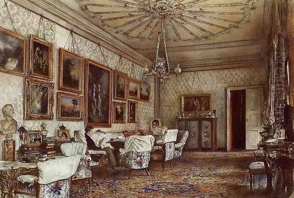 Interior of the Palais Lanckoronski, Vienna Oil Painting by Rudolf Ritter von Alt