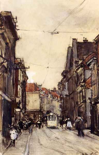 A Busy Street, The Hague Oil Painting by Floris Arntzenius