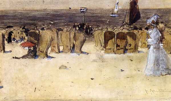 Figures On The Beach, Scheveningen Oil Painting by Floris Arntzenius