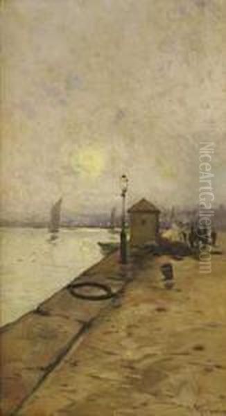 Paseo Maritimo Oil Painting by Salvador Alarma Tastas