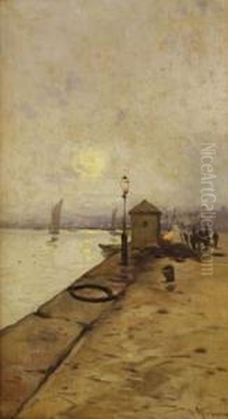 Paseo Maritimo Oil Painting by Salvador Alarma Tastas