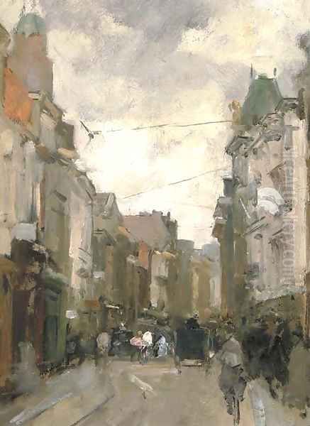 A view of the Gravenstraat, The Hague Oil Painting by Floris Arntzenius