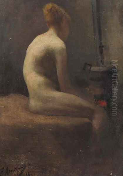 A seated nude Oil Painting by Floris Arntzenius