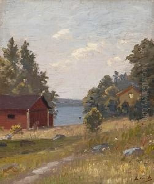 A House By The Lake Oil Painting by Eugen Taube