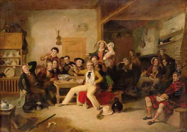 The Celebration of the Birthday of James Hogg, or The Ettrick Shepherd's House-heating Oil Painting by Sir William Allan