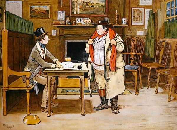 The Two Wellers at the Blue Boar Oil Painting by Cecil Charles Aldin