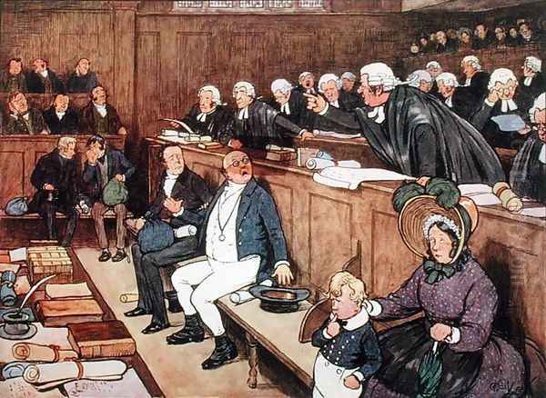 The Trial of Mr Pickwick (scene from 'Pickwick Papers') Oil Painting by Cecil Charles Aldin