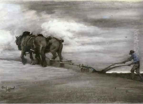 Ploughing Oil Painting by Cecil Charles Aldin