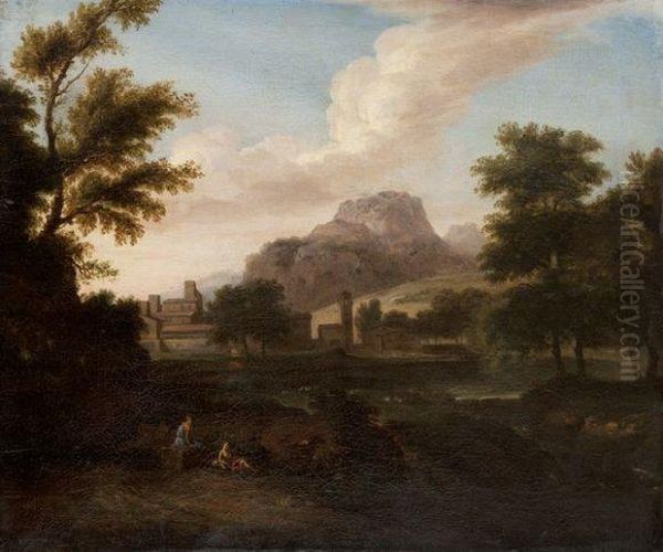 Paysage Aux Ruines. Oil Painting by Carlo Antonio Tavella