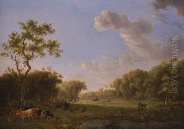 Landschaft Mit Jagdreitern Und Oil Painting by Johannes Tavenraat