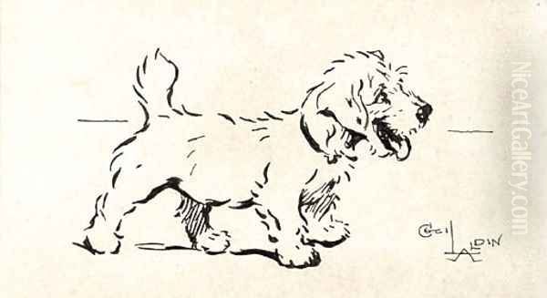 A terrier Oil Painting by Cecil Charles Aldin