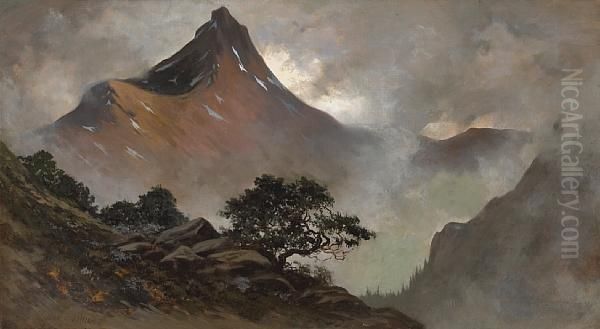 Mountain Landscape Oil Painting by Jules Tavernier