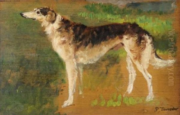 Portrait De Chien Levrier Barzoi Oil Painting by Paul Tavernier