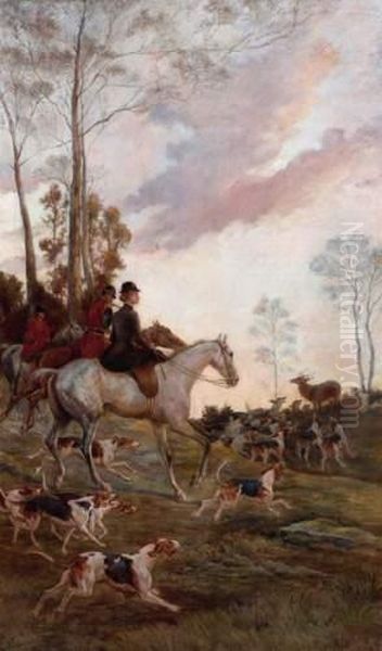 Scene De Chasse De L'equipage Lebaudy Oil Painting by Paul Tavernier