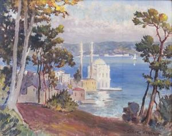 Ortakoy Mosque (istanbul) Oil Painting by Sururi Taylan