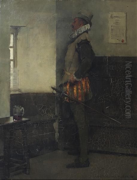 A Gentleman In Doublet And Hose By A Window Oil Painting by Albert Chevallier Tayler