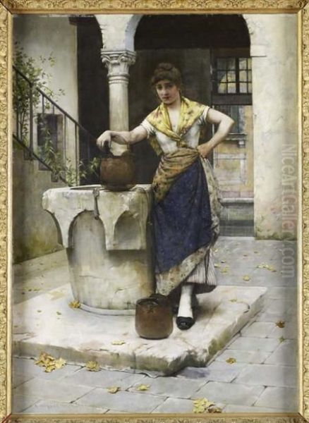 By The Well Oil Painting by Albert Chevallier Tayler