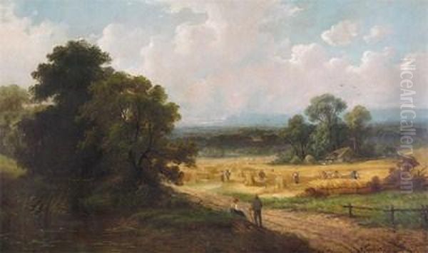 Harvest Landscape Oil Painting by Alfred Taylor