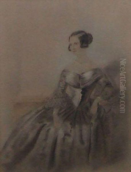 Three-quarter Length Portrait Of A Lady In Flowing Dress Oil Painting by Alfred Taylor