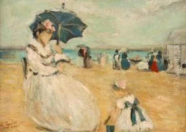 On The Beach Oil Painting by C.Samuel Taylor