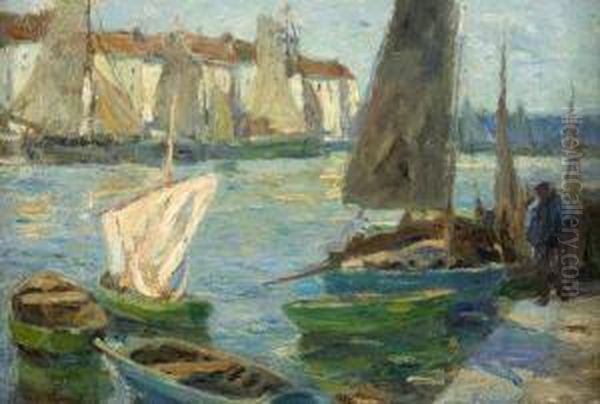 Harbour Oil Painting by C.Samuel Taylor