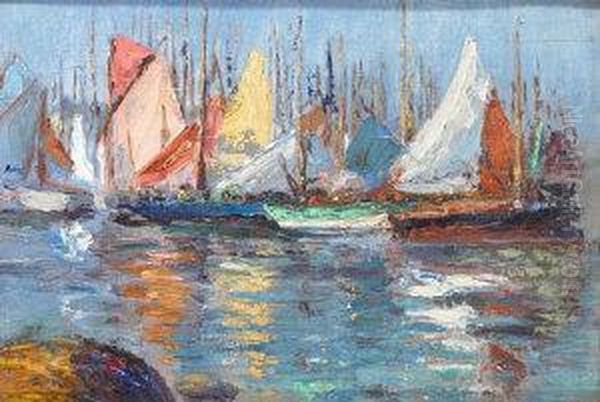 Harbour, Brittany Oil Painting by C.Samuel Taylor