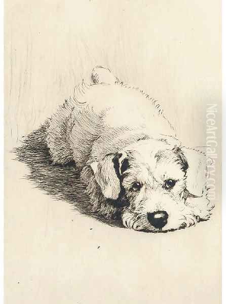 A sealyham puppy Oil Painting by Cecil Charles Aldin