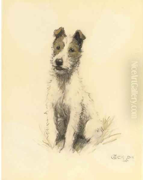 A wire haired fox terrier Oil Painting by Cecil Charles Aldin