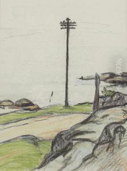 Telegraph Pole, Arran by Ernest Archibald Taylor