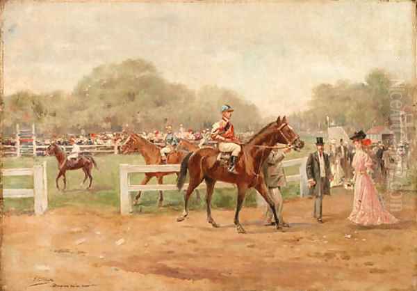 At the races Oil Painting by Joaquin Pallares y Allustante