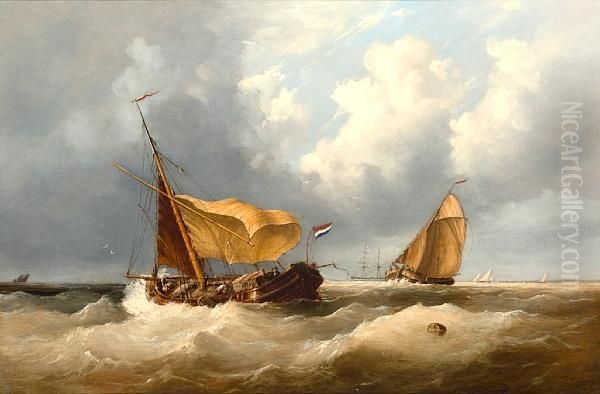 Dutch Fishermen At Sea Oil Painting by Henry King Taylor