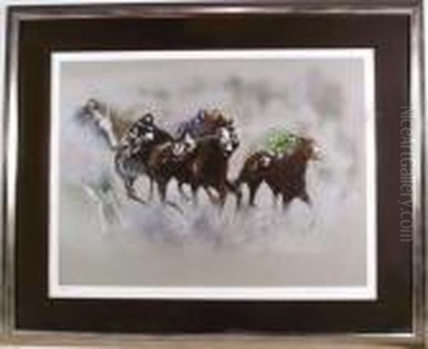 Horse Race Oil Painting by Henry King Taylor