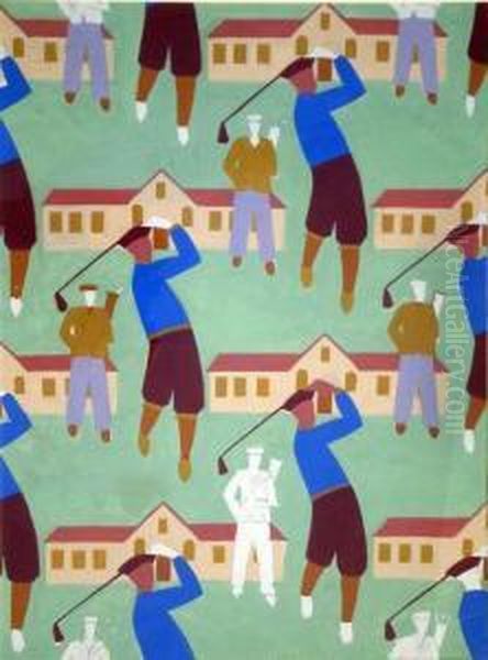 Design For Golfing Wallpaper Oil Painting by Horace Taylor