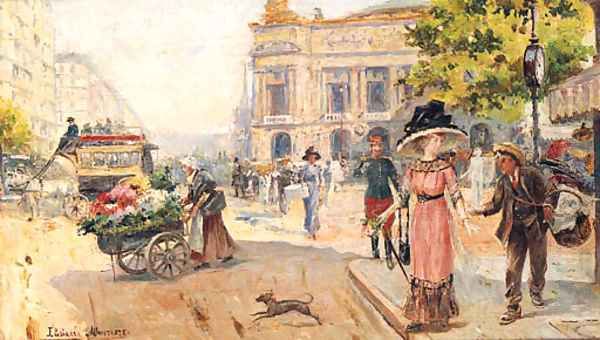 Place De L'opera, Paris Oil Painting by Joaquin Pallares y Allustante