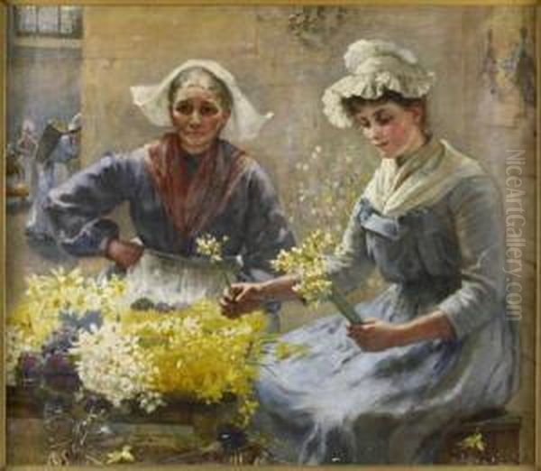 The Dutch Flower Seller Oil Painting by Ida C. Taylor