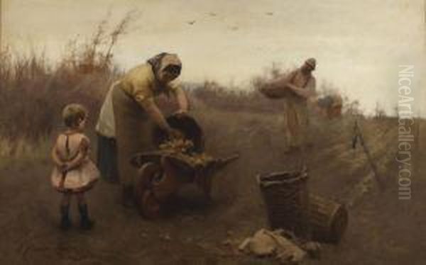 The Potato Harvest Oil Painting by James Fraser Taylor