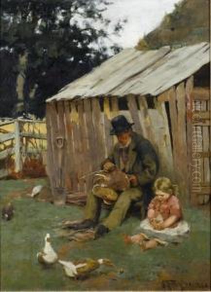 Feeding The Ducks Oil Painting by James Fraser Taylor