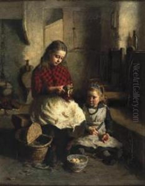 Preparing The Vegetables Oil Painting by James Fraser Taylor