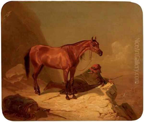 An Arabic scout Oil Painting by Victor Adam