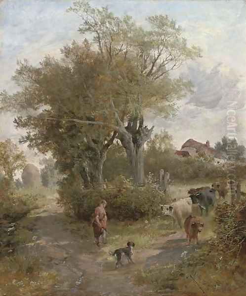 Off to the dairy Oil Painting by Joseph Denovan Adam