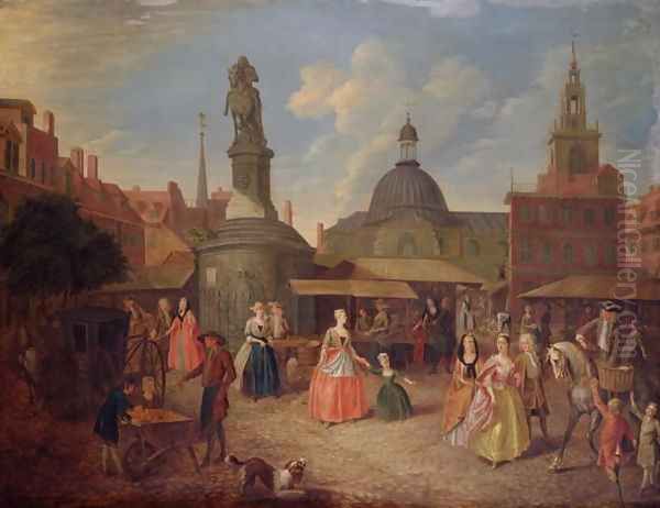 View of Stocks Market, City of London Oil Painting by Joseph van Aken