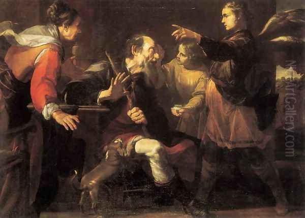 Tobias Healing the Blindness of His Father Oil Painting by Gioacchino Assereto