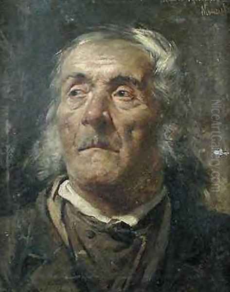 Portrait of an Old Man Oil Painting by Sigismund Ajdukiewicz