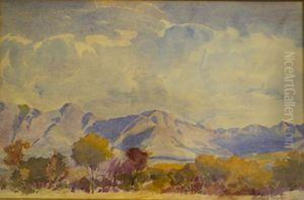 Landscape With Blue Mountains Oil Painting by Sydney Taylor