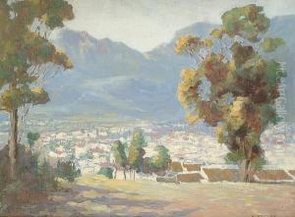 Town With Mountains Beyond, South Africa Oil Painting by Sydney Taylor