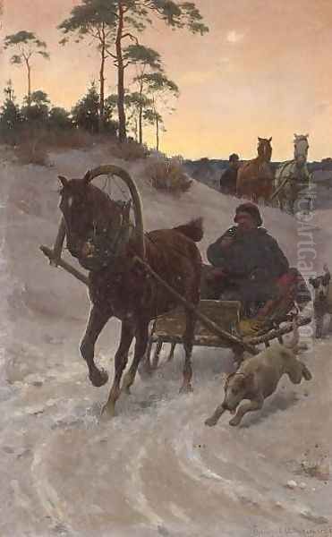 The Sleight Ride Oil Painting by Sigismund Ajdukiewicz