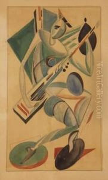 Personnage Du Ballet Islamey Jouant D'un Instrument A Cordes Oil Painting by Serge Tchekhov