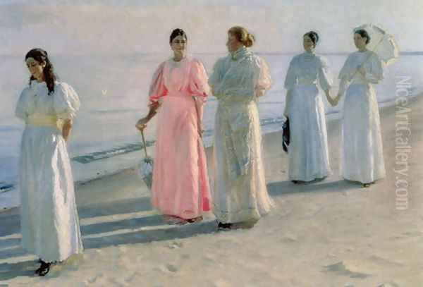 Promenade on the Beach Oil Painting by Michael Peter Ancher