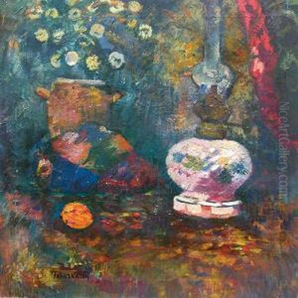 Nature Morte A La Lampe A Petrole Oil Painting by Georges Tcherkessof