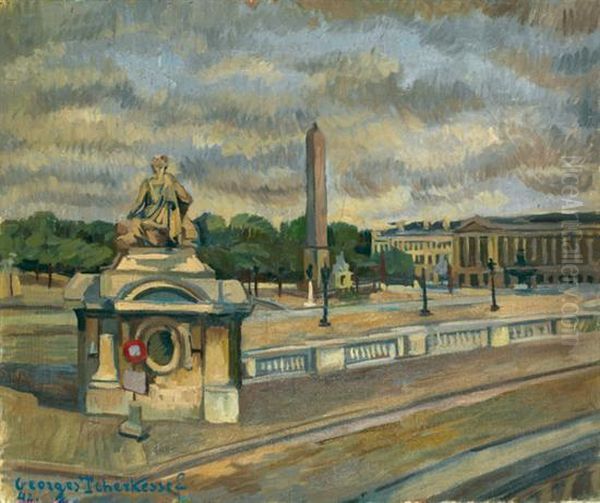 Place De La Concorde Oil Painting by Georges Tcherkessof